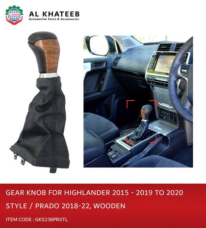 GTK Car Gear Shift Knob Ball Manual Gear Stick Shift Level Knob Head Highlander 2015-2019 Upgrade To 2020 Prado Style, Wooden Design Style