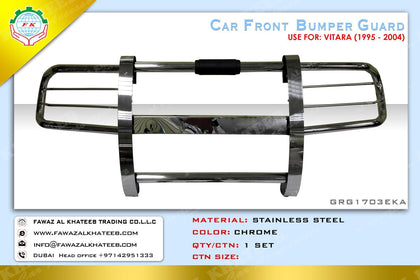 GTK Car Front Grille Bumper Guard Stainless Steel Vitara 1995-2007, Chrome