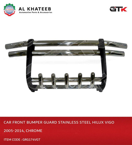 GTK Car Front Bumper Guard Stainless Steel Hilux Vigo 2005-2014, Chrome