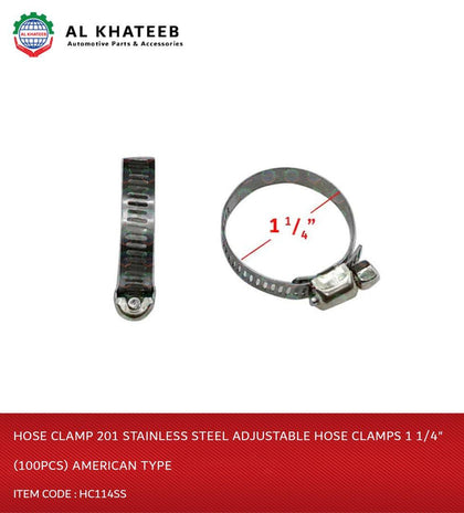 Al Khateeb Hose Clamp 201 Stainless Steel Adjustable Hose Clamps 1 1/4