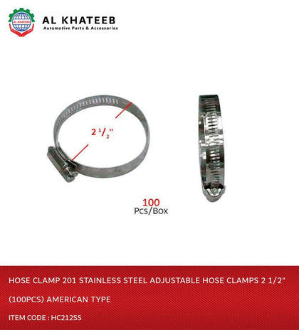 Al Khateeb Hose Clamp 201 Stainless Steel Adjustable Hose Clamps 2 1/2