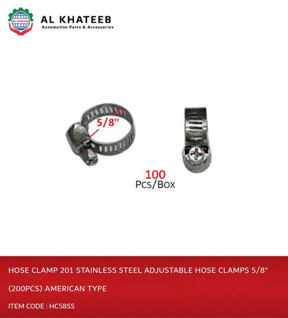 Al Khateeb Hose Clamp 201 Stainless Steel Adjustable Hose Clamps 5/8