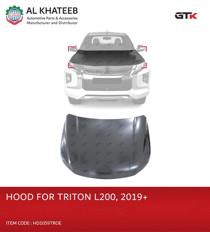 GTK Car Engine Black Steel Hood For Triton L200 2019+