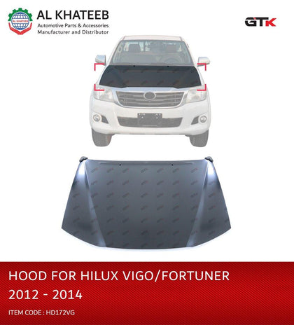 GTK Car Engine Black Steel Hood For Hilux Vigo And Fortuner 2012-2014