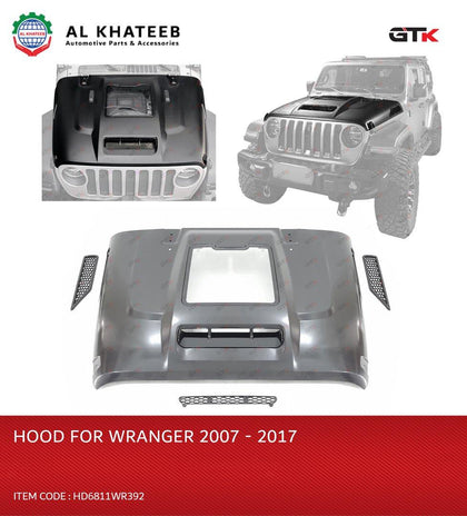 GTK Car Vented Performance Capsule Engine Hood Wrangler JK 2007-2017