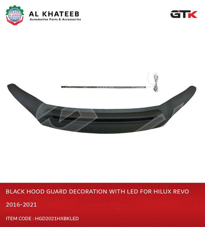 Black Hood Guard Decoration With LED For Hilux Revo 2016-2021