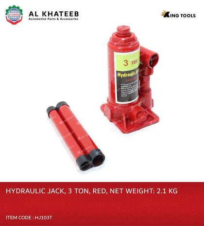 King Tools 3 Ton Portable Heavy Duty Hydraulic Floor Redbottle Jack Automotive Car, Van, Truck N.W 2.1Kg