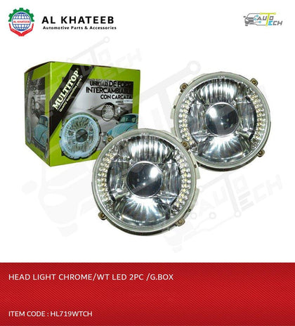 HEAD LIGHT CHROME/WT LED 2PC /G.BOX