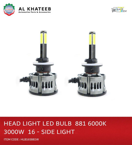 Universal 16 Sides 881 LED Bulb Head Lights 2400W, 2 Pcs 24000Lm