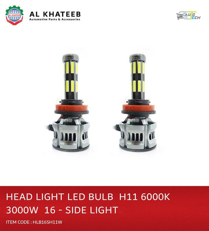 AutoTech Universal 16 Sides H11 LED Bulb Head Lights 2400W, 2Pcs 24000Lm