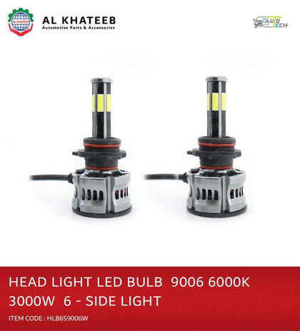 Auto-Tech Universal  6 Sides 9006 Led Bulb Head Lights 1800W, 2 Pcs 18000Lm