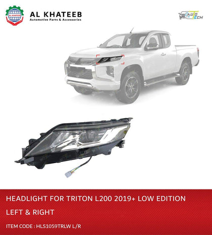 AutoTech Car Headlight Low Edition Triton L200 2019-2022, Left Side L-H 1Pc