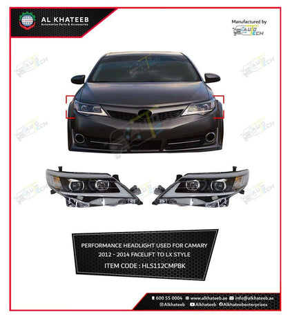 AutoTech Headlights Performance Camry 2012-2014 Facelift To Lexus Style, 2Pcs/Set Black