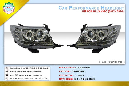AutoTech Car Headlights Performance Led 2012-2014 Hilux Vigo, 2Pcs/Set Chrome