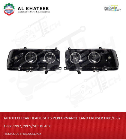 Auto-Tech Car Headlights Performance Land Cruiser Fj80/Fj82 1992-1997, 2Pcs/Set Black