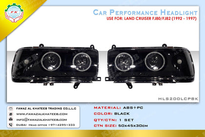 AutoTech Car Headlights Performance Land Cruiser Fj80/Fj82 1992-1997, 2Pcs/Set Black