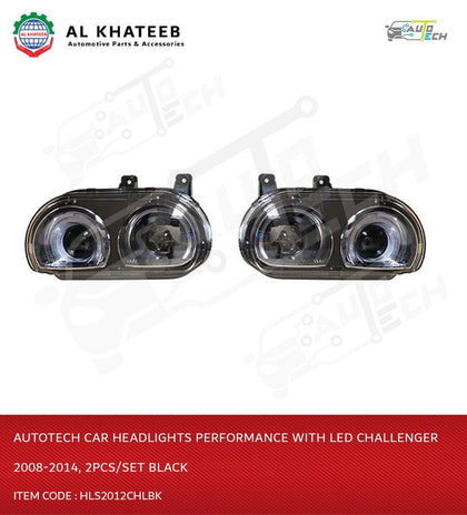 AutoTech Car Headlights Performance With LED Challenger 2008-2014, 2Pcs/Set Black