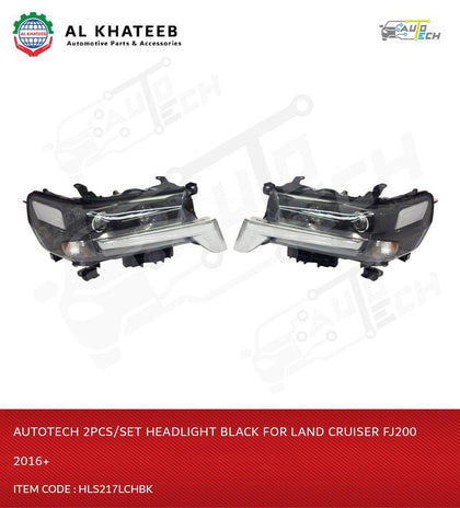 AutoTech 2Pcs/Set Headlight Black For Land Cruiser FJ200 2016+