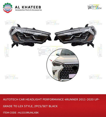 AutoTech Car Headlight Performance 4Runner 2011-2020 Upgrade To Lex Style, 2Pcs/Set Black