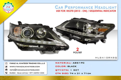 AutoTech Car Headlight Performance With Sequential Indicator Rx270 2013+, 2Pcs/Set Black
