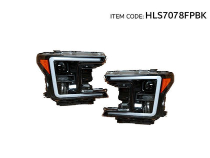 AutoTech Car Headlights Projector With Sequential Signal LED Drl F150 2018+, 2Pcs/Set Black
