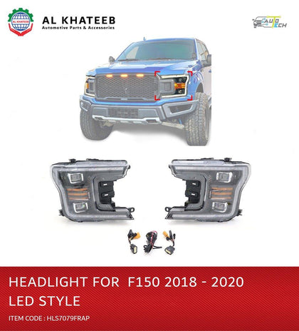 AutoTech Facelift 2Pcs LED Headlights For Ranger 2012-2020 To F150 Raptor 2020 Style