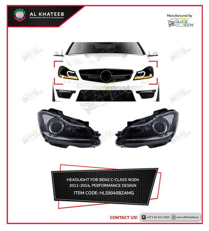 AutoTech Car Headlights Performance S-Class W204 2012-2013, 2Pcs/Set Black