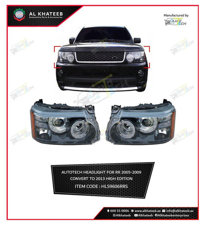 AutoTech Car Headlights Range Rover Sport 2005-2009 Modify To 2013 Autobiography Style, 2Pcs/Set
