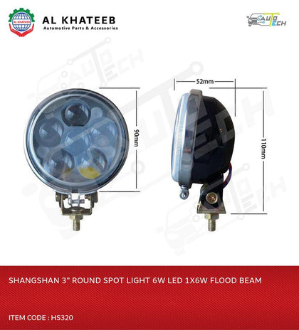 Shangshan 3” Round Spot Light 6W LED 1X6W Flood Beam