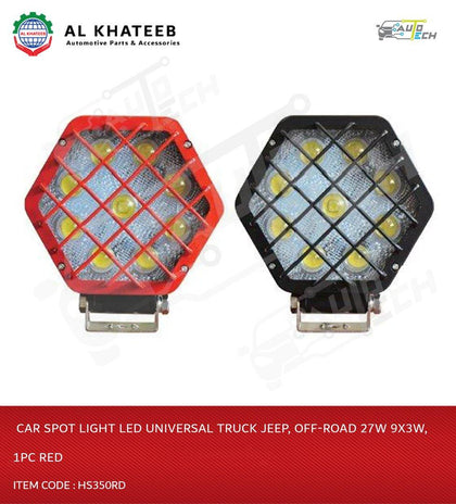 Al Khateeb Car Spot Light LED Universal Truck Jeep, Off-Road 27W 9X3W, 1PC Red