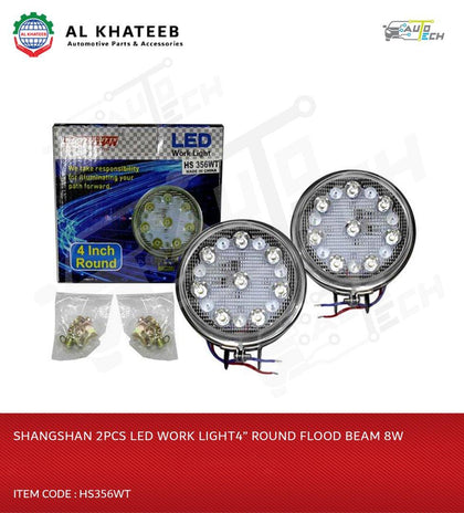 Shangshan 2Pcs LED Work Light4” Round Flood Beam 8W