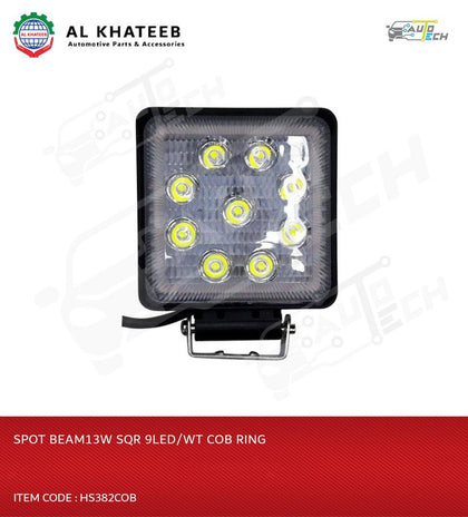 SPOT BEAM13W SQR 9LED/WT COB RING