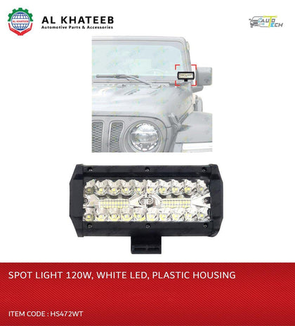 Al Khateeb Universal Vehicle 4Inch Spot Light 10 LED White 60W Fit To Truck Jeep And Off-Road, Plastic Housing