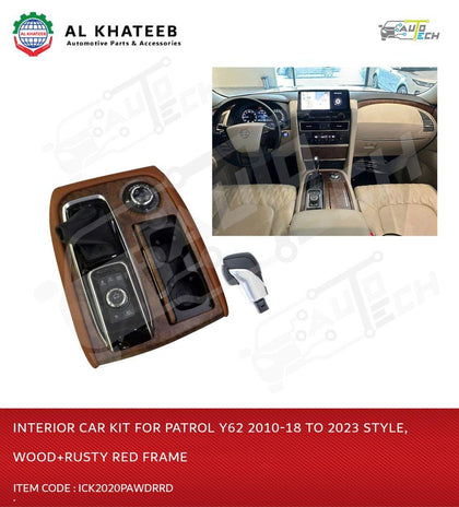 Interior Car Kit for Patrol Y62 2010-2018 to 2021 Style Wood, Rusty Red Frame