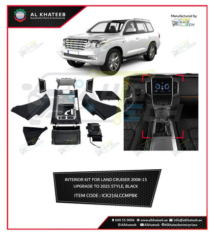 Autotech Car Interior Kit For Land Cruiser Fj200 2008-2015 Upgrade To 2021 Style, Black