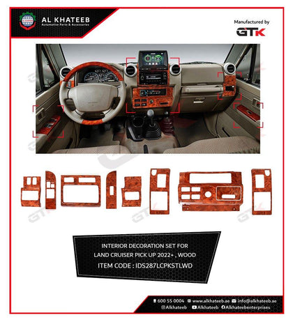 GTK Car Interior Decoration Light Wooden Parts Center Console Kit Land Cruiser Pickup & Station 2007-2022, 10Pcs/Set