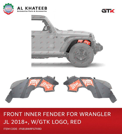 GTK Front Inner Fender For Wrangler Jl 2018+, With GTK Logo Red