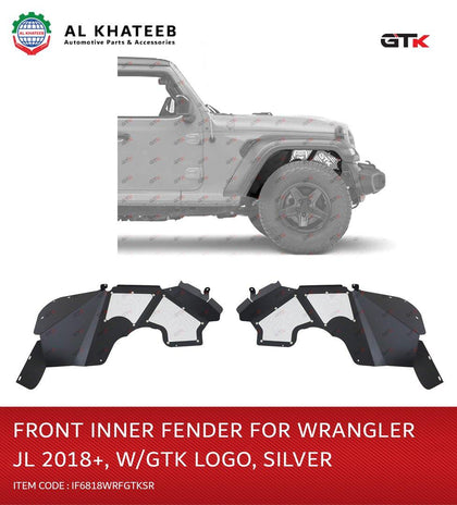 GTK Front Inner Fender For Wrangler Jl 2018+, With GTK Logo Silver