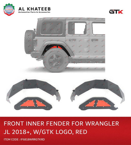 GTK Rear Inner Fender For Wrangler Jl 2018+, With GTK Logo Red