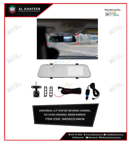 Universal 4.3” Vehicle Dvr Rearview Mirror Dash Cam Blackbox