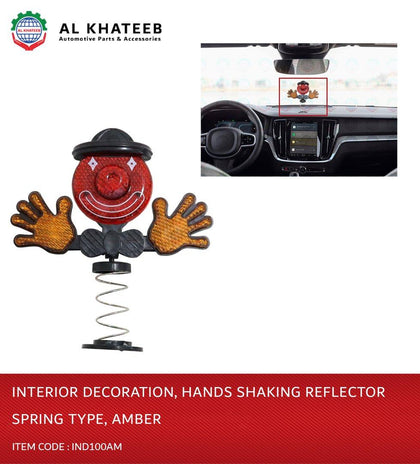 Al Khateeb Universal Car Accessories Interior Decoration Hands Shaking Reflector Spring Type - Amber
