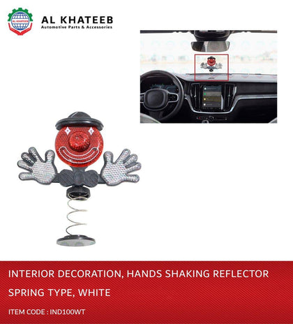 Al Khateeb Universal Car Accessories Interior Decoration Hands Shaking Reflector Spring Type - White