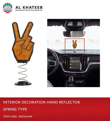 Al Khateeb Universal Car Accessories Interior Decoration Finger Peace Sign Reflector Spring Type - Amber