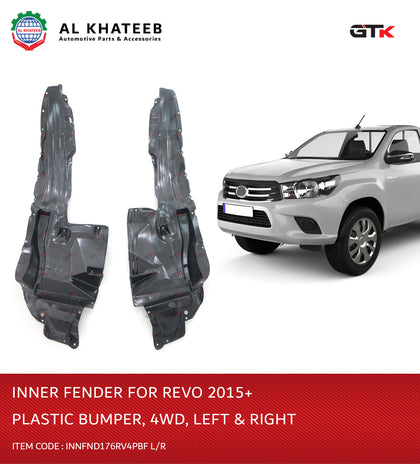 GTK Car Front Fender Liner Inner Hilux Vigo 2015-2022, Plastic Bumper Right Position, 4Wd