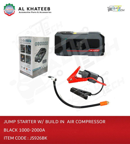 Jump Starter with Builtin Air Compressor Black 1000-2000A