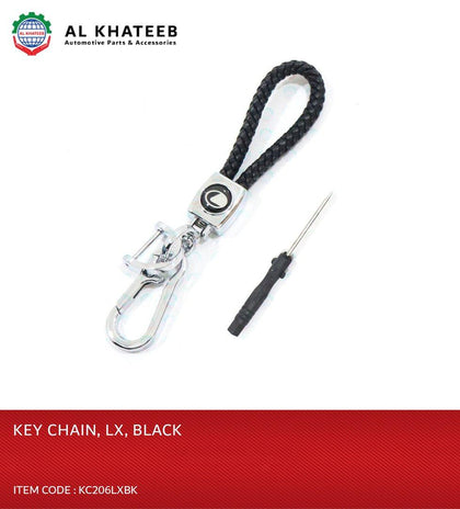 Al Khateeb Universal Lexus Car Braided Black Pu Leather Metal Keyring Keychain Car Keys