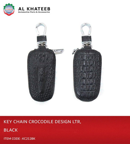 Al Khateeb Universal Car Blue Leather Smart Key Case Holder Keychains Crocodile Design With Zipper