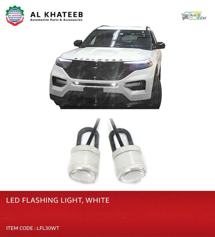 AutoTech Universal Car/Motorcycle Eagle Eye Flash Light 12V LED Strobe Lights Warning Brake, 2Pcs/Pair White