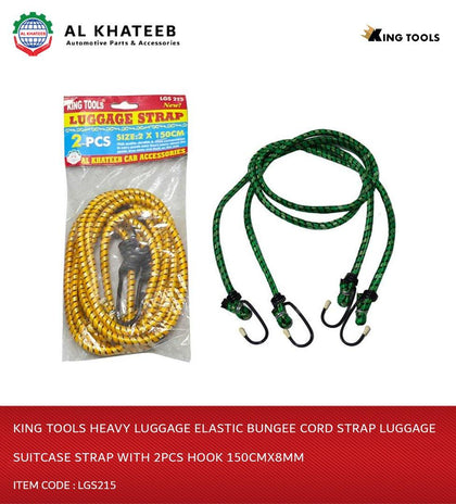 King Tools Heavy Luggage Elastic Bungee Cord Strap Luggage Suitcase Strap With 2Pcs Hook 150Cmx8Mm