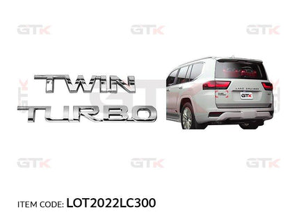 GTK Land Cruiser Lc300 Car Body Dercoration Rear Trunk Emblem Badge Sticker Trim 'Twin Turbo' Silver Chrome